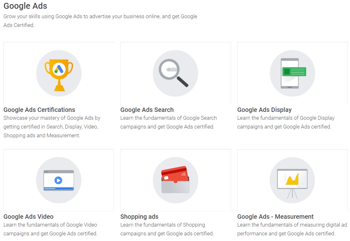 Google Ads skillshop Campaign Certificate Options