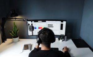 Man at desk doing design